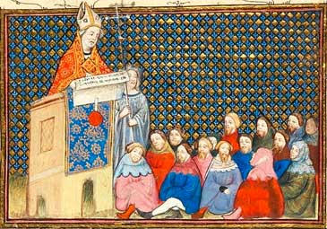 Archbishop Arundel preaching. British Library MS Harley 1319, f. 12