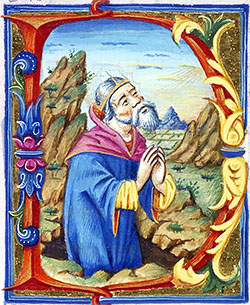 King David in Penitence. British Library MS Yates Thompson 6, f. 105r.