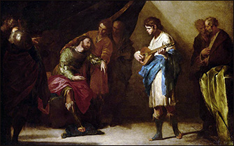 Bernardo Cavallino. David Playing Before Saul. 1645.