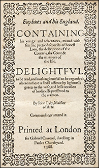 Title-page of the Dec. 1588 edition of Lyly's Euphues and his England