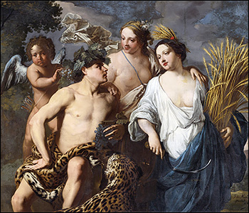 Jan Miel. Cupid, Bacchus, Venus, and Ceres, 1645. Private Collection.