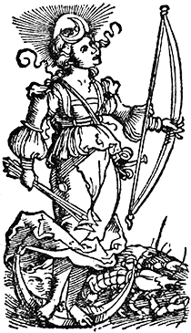 16th-century woodcut of Luna, Goddess of the Moon