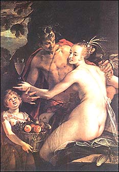 Hans von Aachen (1552-1615). Bacchus, Ceres and Cupid.