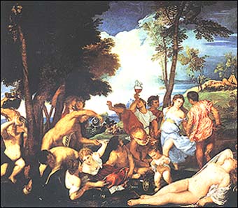 Titian. Bacchanal of the Andrians. 1523-24.