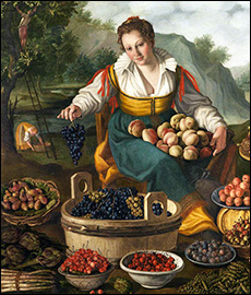 Vincenzo Campi. The Fruit Seller, detail, 1580.